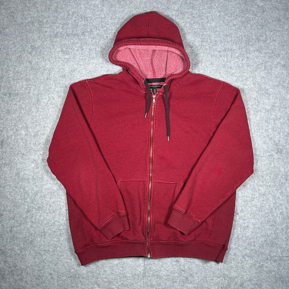 Banana Republic hoodie mens XL Red full zip sweatshirt casual lounge activewear